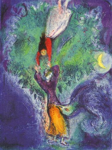 それで彼女は木から降りてきた 現代のマルク・シャガール油絵